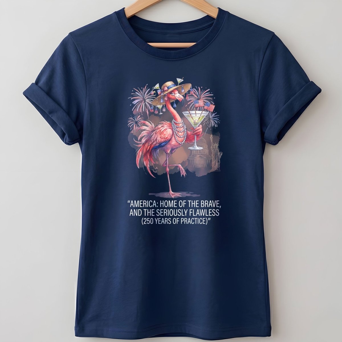 America Home of the Brave Seriously Flawless Flamingo July 4th Shirt - FlamingoAholic