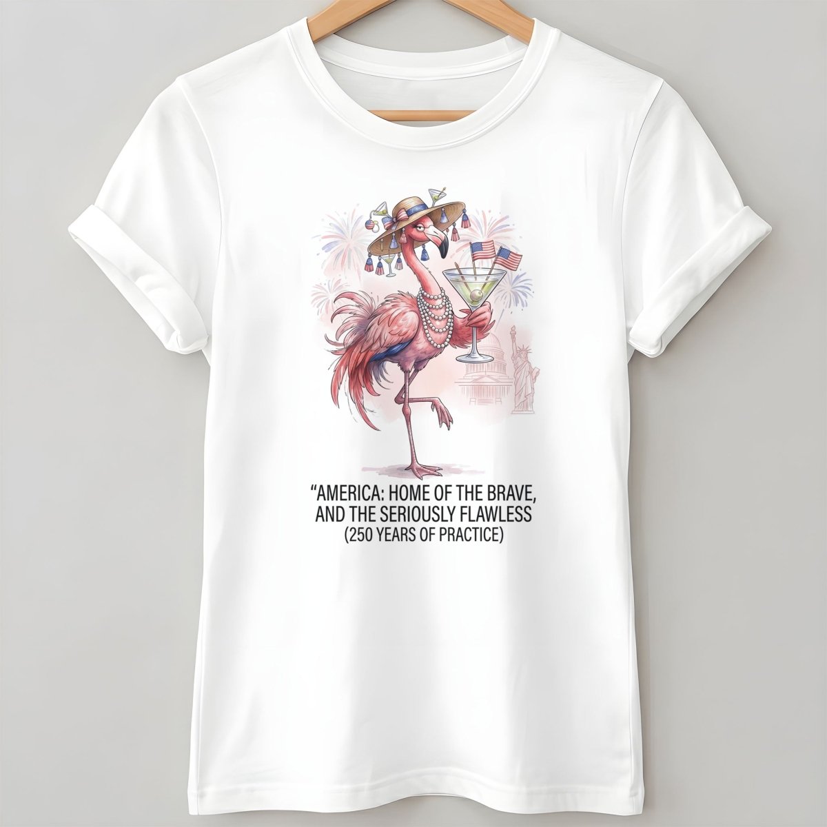 America Home of the Brave Seriously Flawless Flamingo July 4th Shirt - FlamingoAholic
