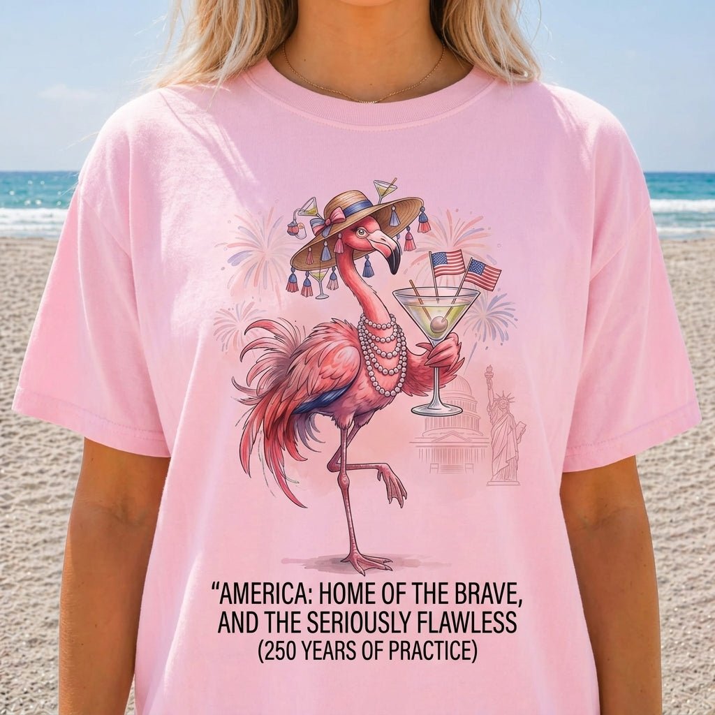 America Home of the Brave Seriously Flawless Flamingo July 4th Shirt - FlamingoAholic
