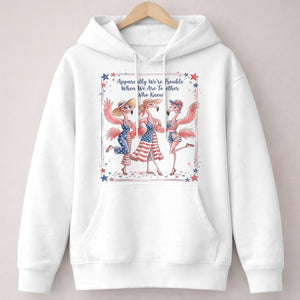 Apparently We're Trouble Flamingo Besties Patriotic July 4th Shirt - FlamingoAholic