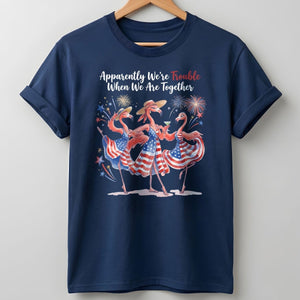 Apparently We're Trouble Flamingo Besties Patriotic July 4th Shirt - FlamingoAholic