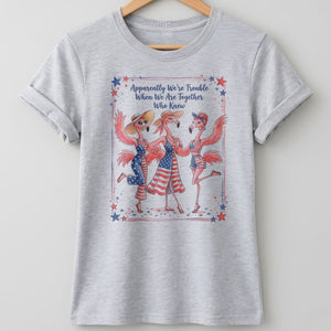 Apparently We're Trouble Flamingo Besties Patriotic July 4th Shirt - FlamingoAholic