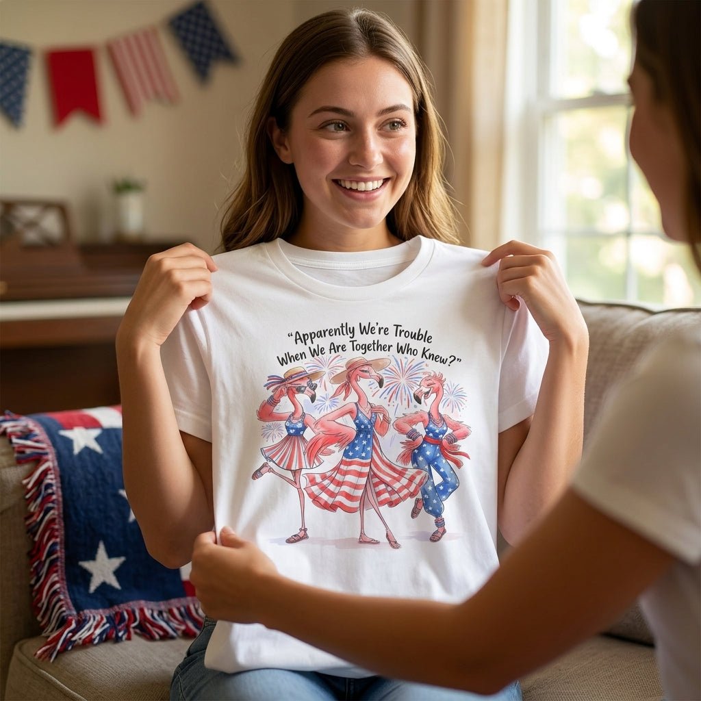 Apparently We're Trouble When We Are Together Flamingo Besties Shirt - FlamingoAholic