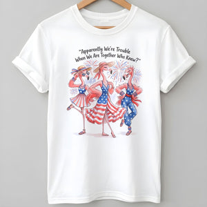 Apparently We're Trouble When We Are Together Flamingo Besties Shirt - FlamingoAholic