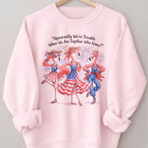Apparently We're Trouble When We Are Together Flamingo Besties Shirt - FlamingoAholic