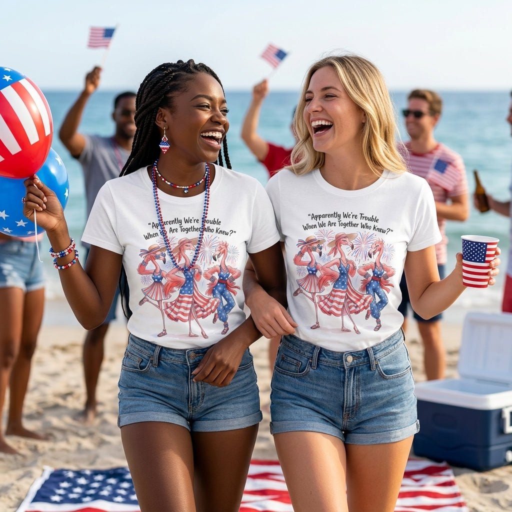 Apparently We're Trouble When We Are Together Flamingo Besties Shirt - FlamingoAholic