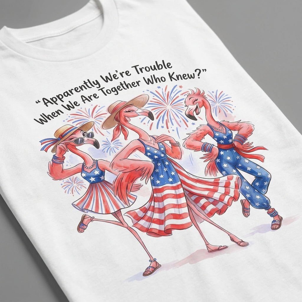Apparently We're Trouble When We Are Together Flamingo Besties Shirt - FlamingoAholic