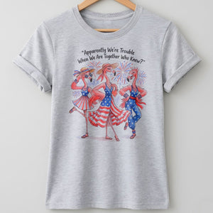 Apparently We're Trouble When We Are Together Flamingo Besties Shirt - FlamingoAholic