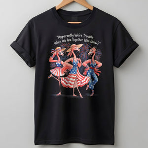 Apparently We're Trouble When We Are Together Flamingo Besties Shirt - FlamingoAholic