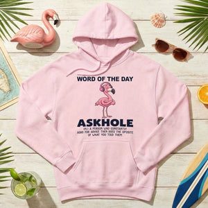 Askhole Word of the Day Flamingo T-Shirt - Funny Sarcastic Definition Graphic Tee Gift - FlamingoAholic