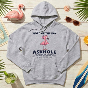 Askhole Word of the Day Flamingo T-Shirt - Funny Sarcastic Definition Graphic Tee Gift - FlamingoAholic
