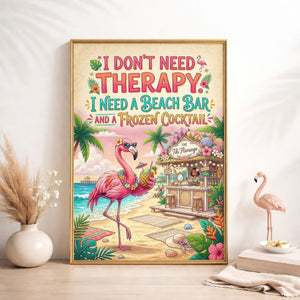 Beach Bar Flamingo Poster – Funny Tropical Cocktail Wall Art - FlamingoAholic