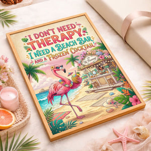 Beach Bar Flamingo Poster – Funny Tropical Cocktail Wall Art - FlamingoAholic