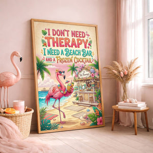 Beach Bar Flamingo Poster – Funny Tropical Cocktail Wall Art - FlamingoAholic