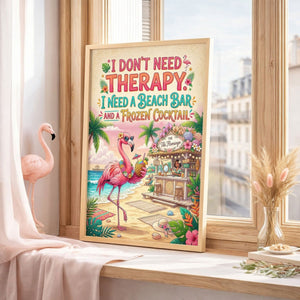Beach Bar Flamingo Poster – Funny Tropical Cocktail Wall Art - FlamingoAholic