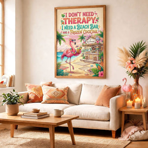 Beach Bar Flamingo Poster – Funny Tropical Cocktail Wall Art - FlamingoAholic