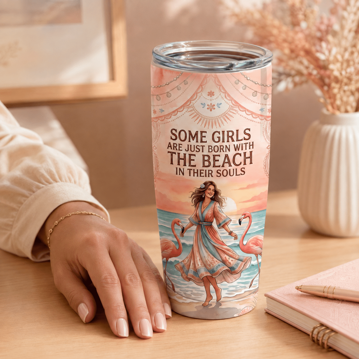 Beach Soul 20oz Stainless Steel Tumbler | Flamingo Beach Lover Travel Cup - FlamingoAholic