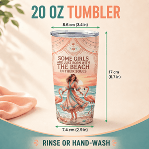 Beach Soul 20oz Stainless Steel Tumbler | Flamingo Beach Lover Travel Cup - FlamingoAholic