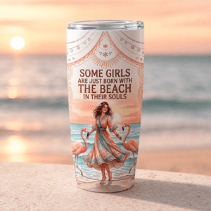 Beach Soul 20oz Stainless Steel Tumbler | Flamingo Beach Lover Travel Cup - FlamingoAholic