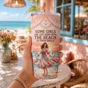 Beach Soul 20oz Stainless Steel Tumbler | Flamingo Beach Lover Travel Cup - FlamingoAholic