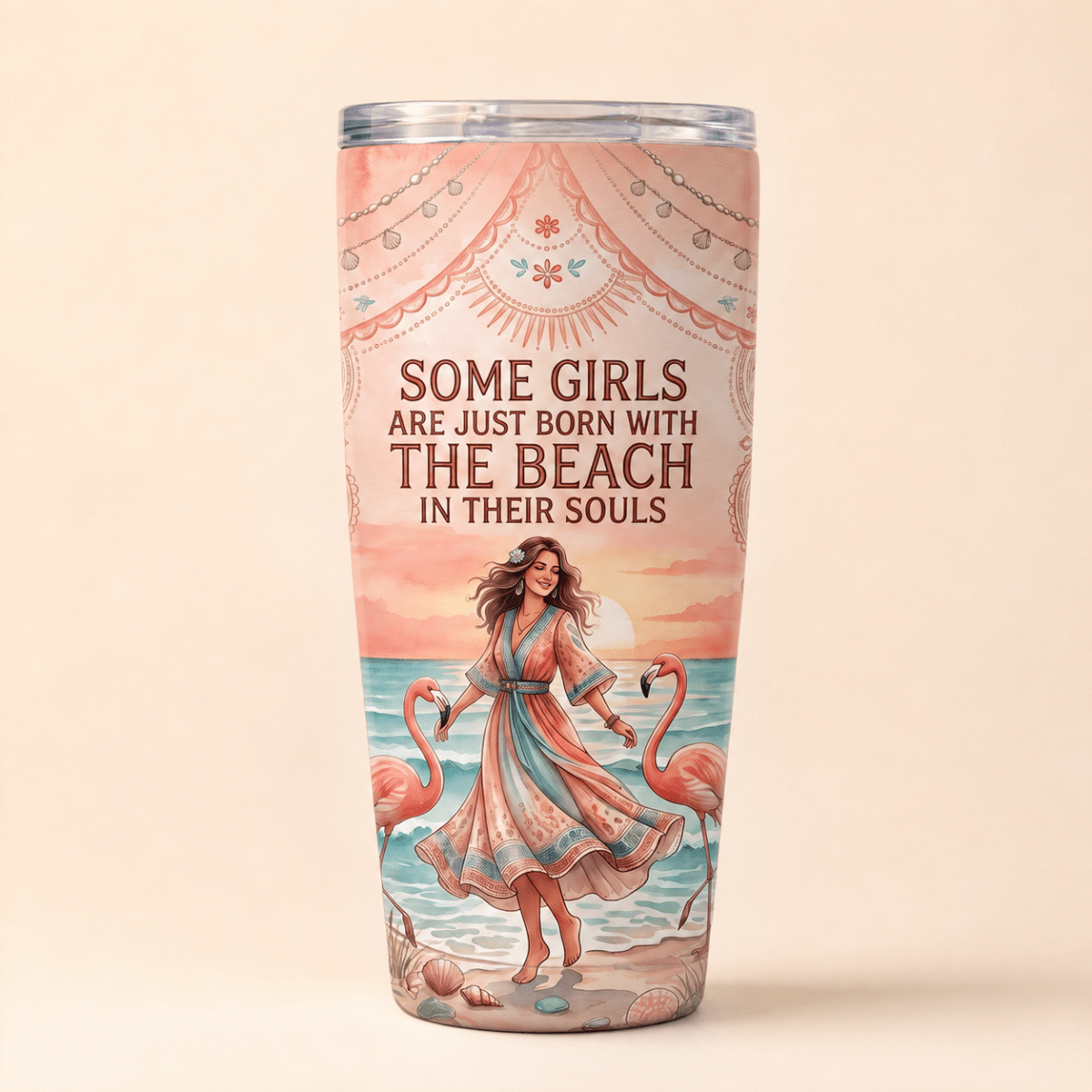 Beach Soul 20oz Stainless Steel Tumbler | Flamingo Beach Lover Travel Cup - FlamingoAholic
