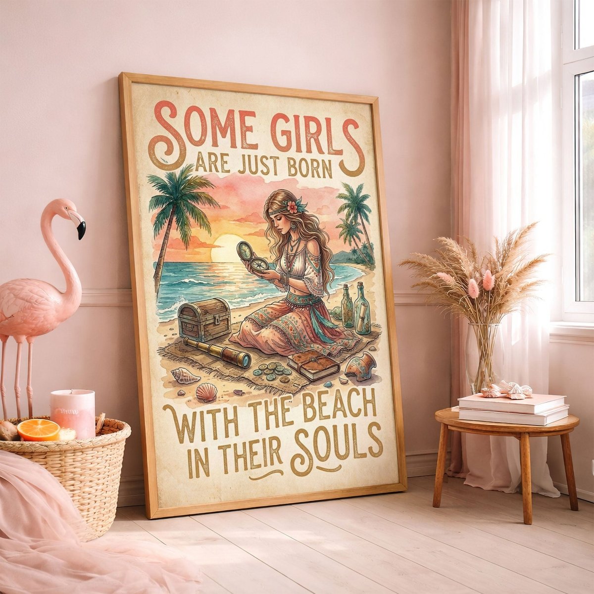 Beach Soul Adventure Poster – Tropical Treasure Sunset Wall Art - FlamingoAholic
