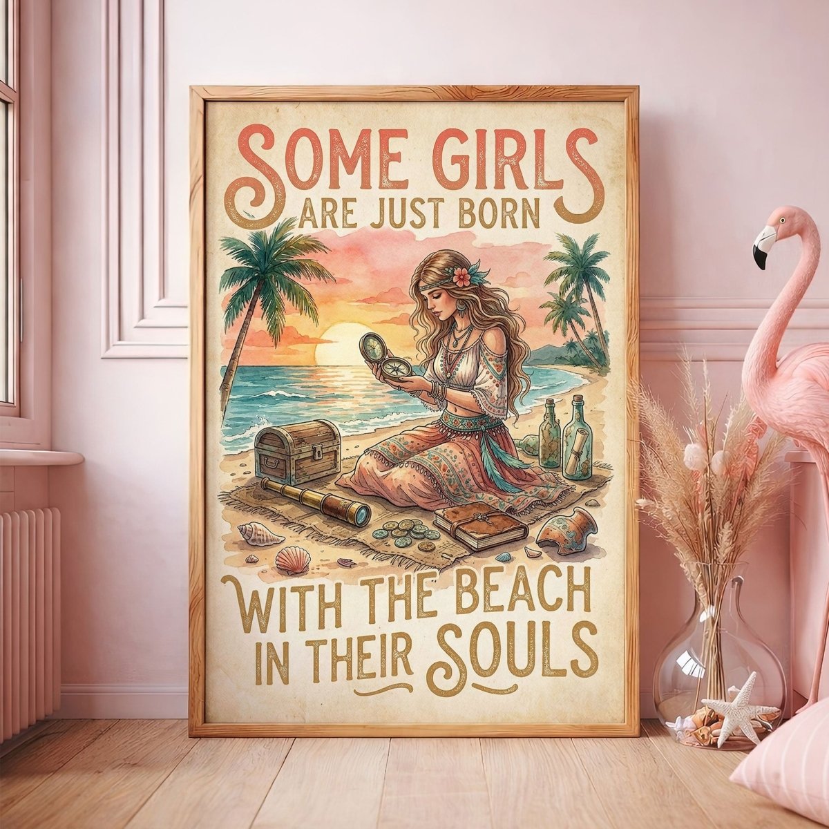 Beach Soul Adventure Poster – Tropical Treasure Sunset Wall Art - FlamingoAholic