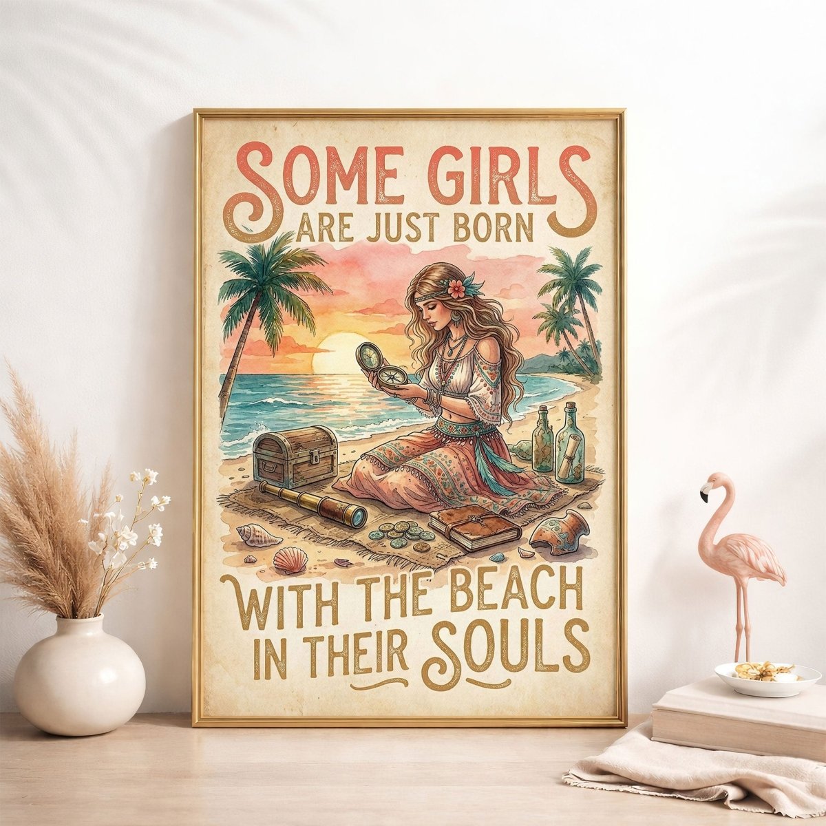 Beach Soul Adventure Poster – Tropical Treasure Sunset Wall Art - FlamingoAholic