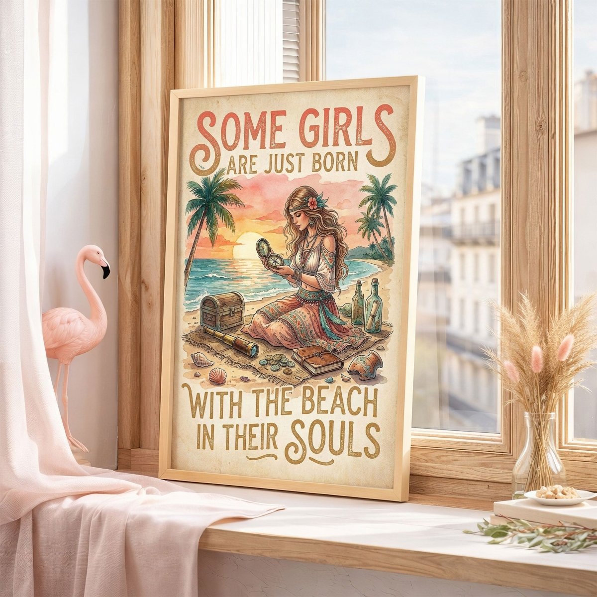 Beach Soul Adventure Poster – Tropical Treasure Sunset Wall Art - FlamingoAholic