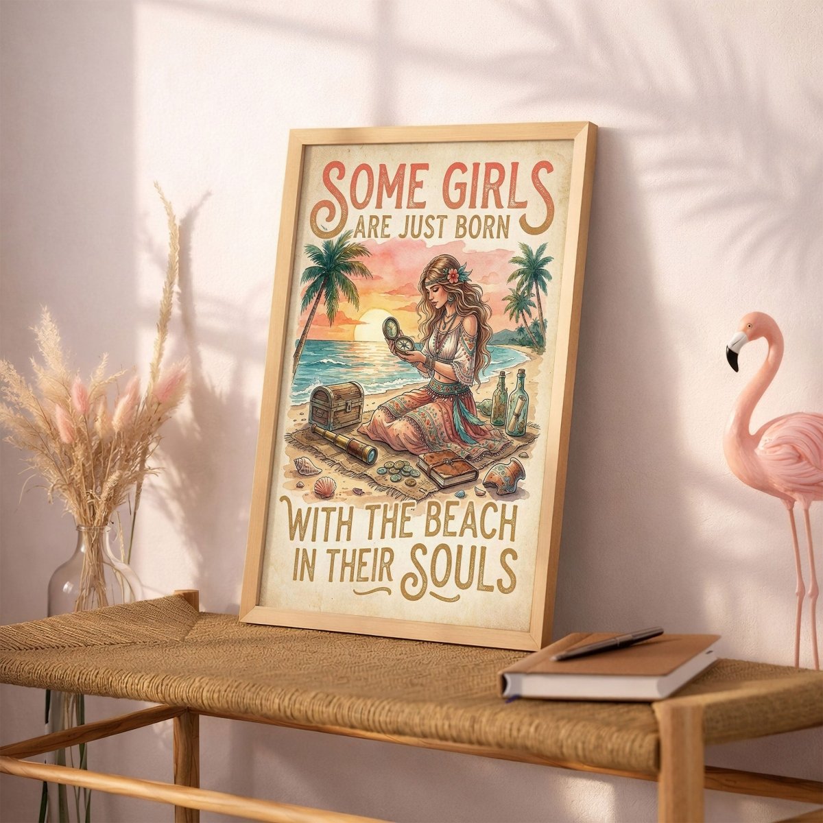 Beach Soul Adventure Poster – Tropical Treasure Sunset Wall Art - FlamingoAholic