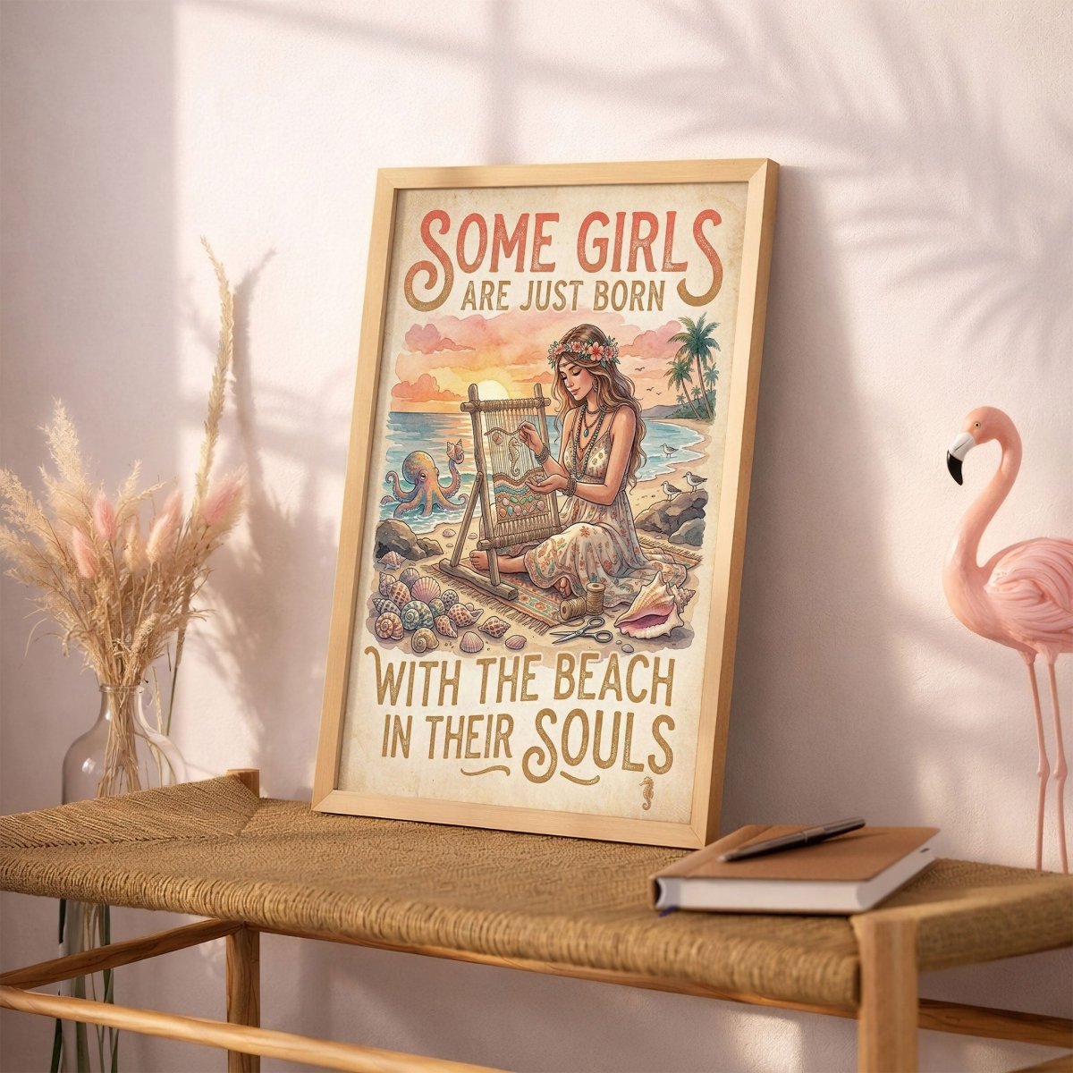 Beach Soul Craft Poster – Coastal Boho Sewing Ocean Wall Art - FlamingoAholic