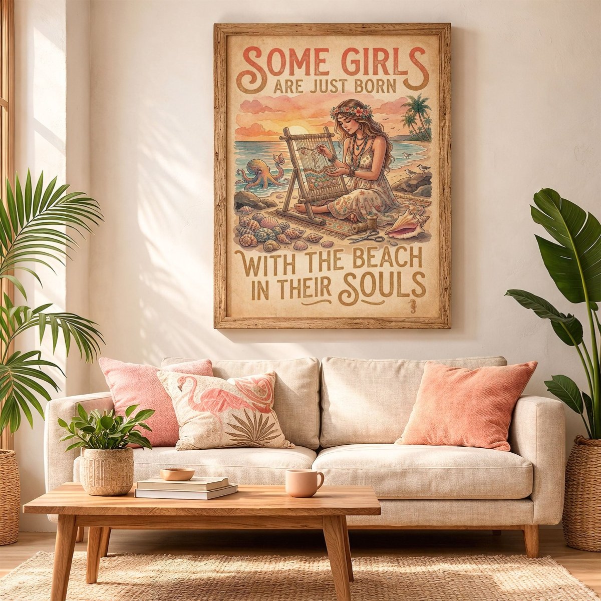 Beach Soul Craft Poster – Coastal Boho Sewing Ocean Wall Art - FlamingoAholic