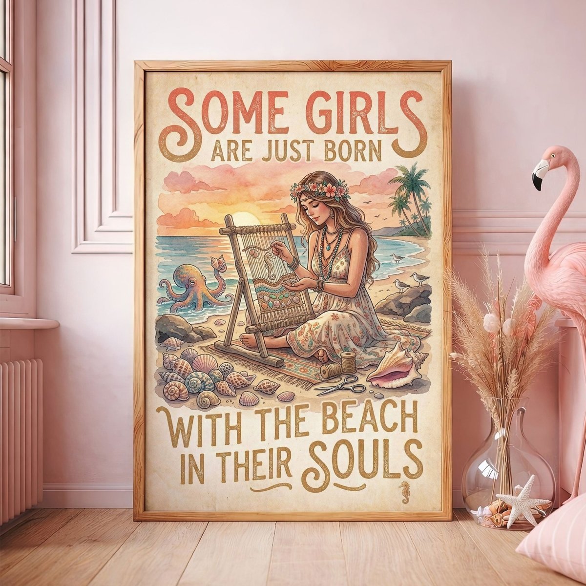 Beach Soul Craft Poster – Coastal Boho Sewing Ocean Wall Art - FlamingoAholic