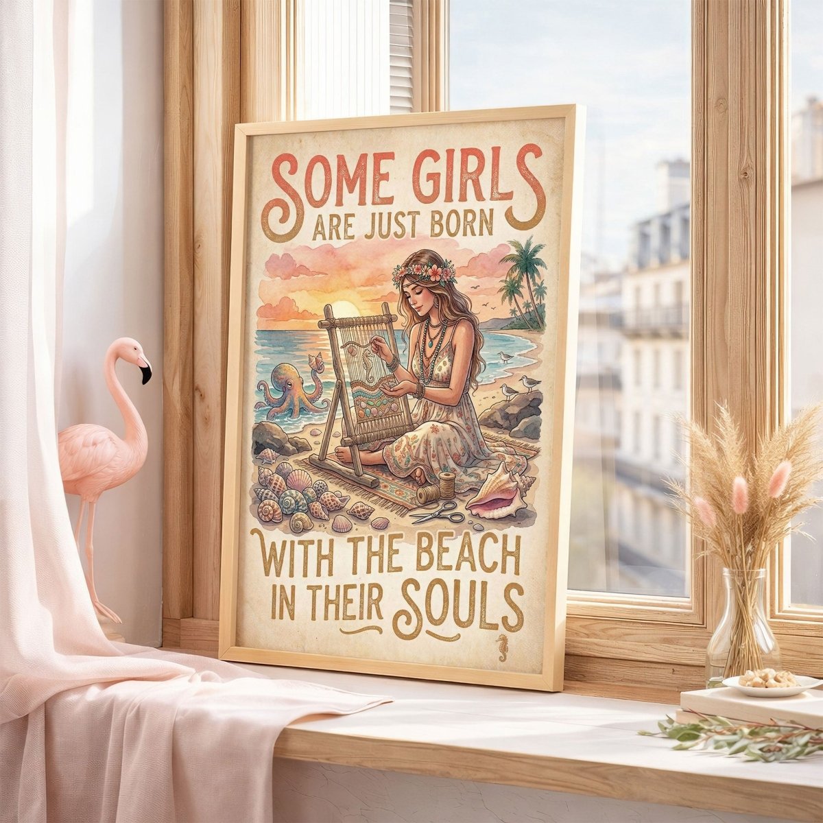 Beach Soul Craft Poster – Coastal Boho Sewing Ocean Wall Art - FlamingoAholic
