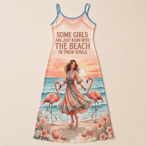 Beach Soul Maxi Dress, Flamingo Coastal Dress for Women, Flowy Beach Vacation Dress - FlamingoAholic