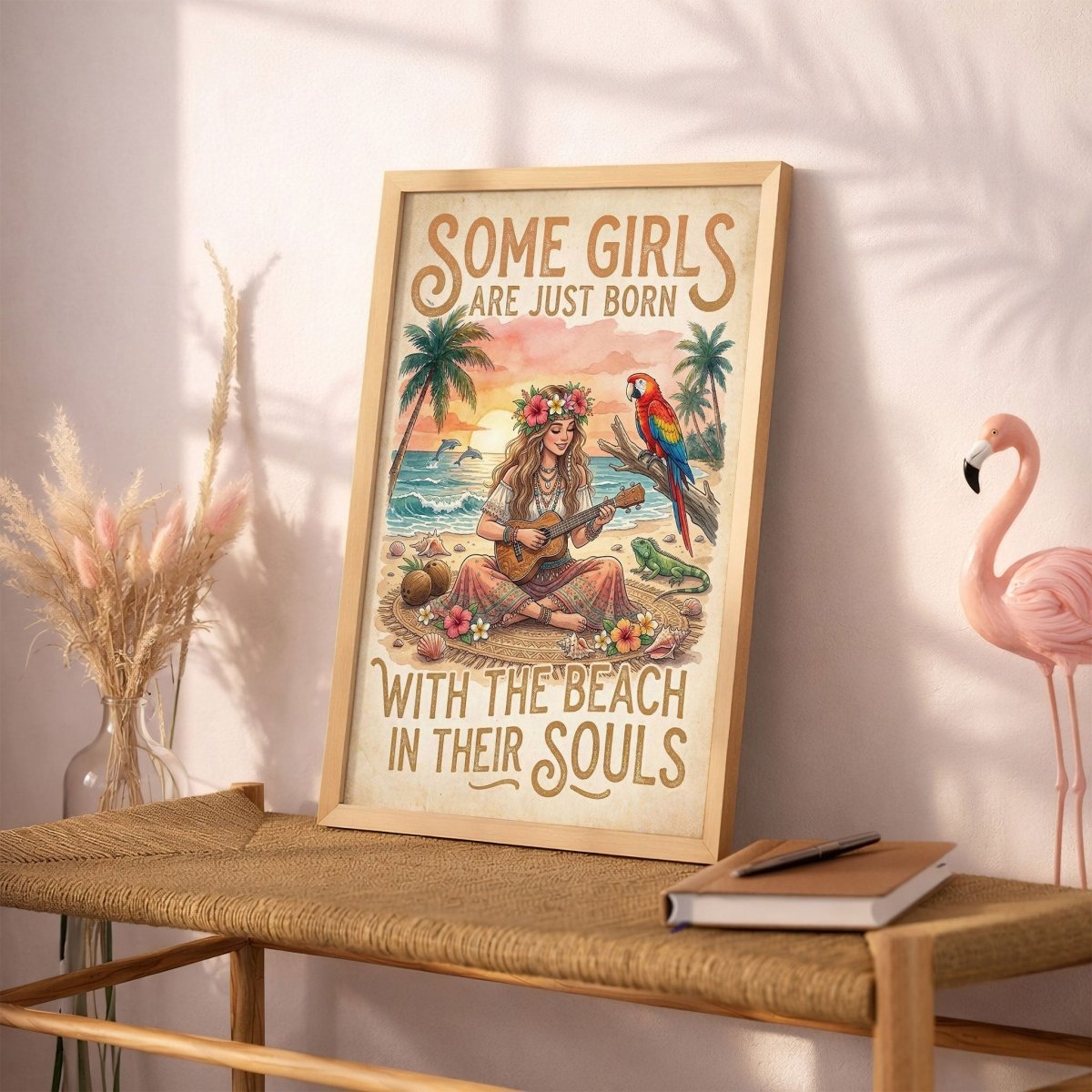 Beach Soul Music Poster – Tropical Ukulele Sunset Wall Art - FlamingoAholic