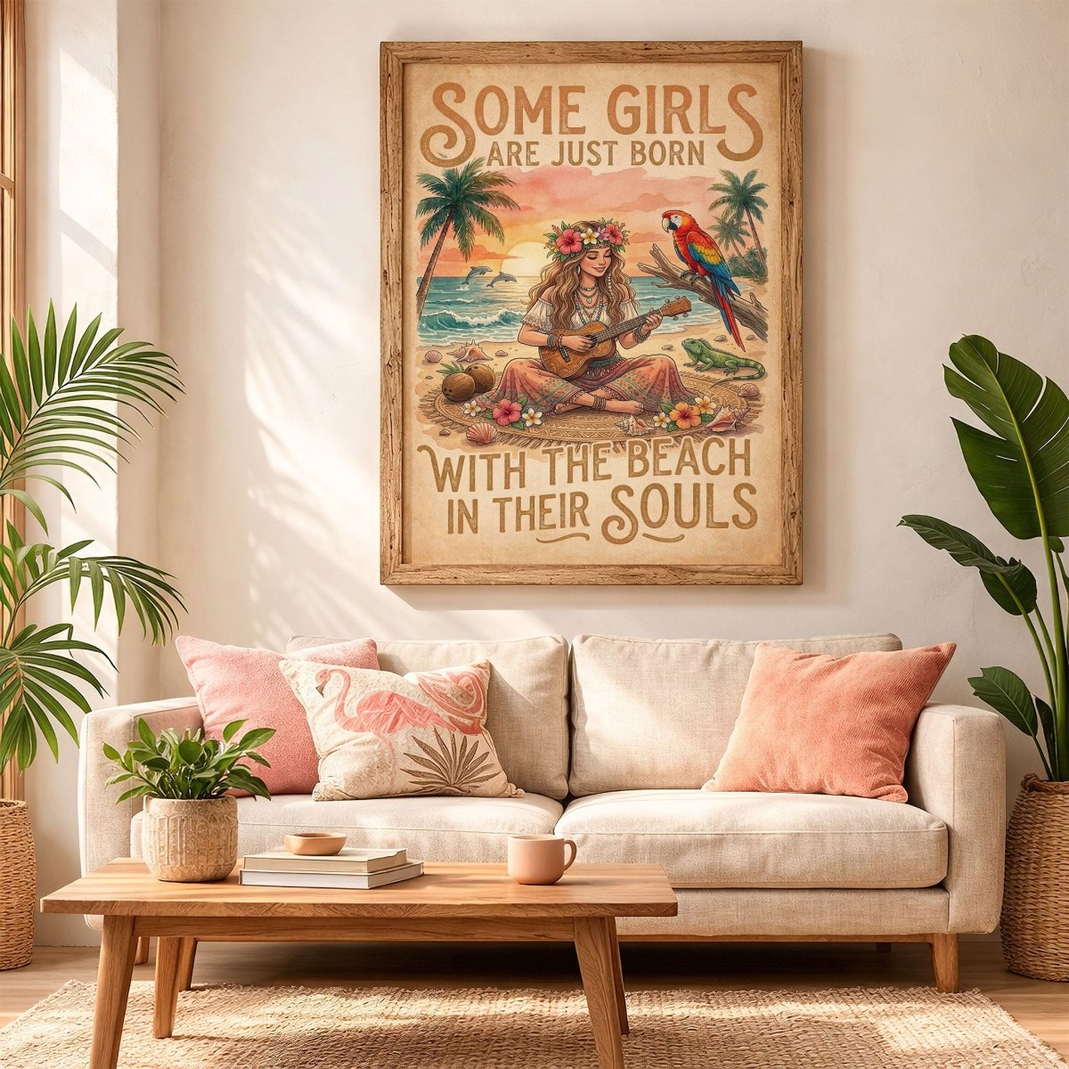 Beach Soul Music Poster – Tropical Ukulele Sunset Wall Art - FlamingoAholic