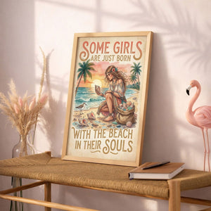 Beach Soul Shell Collector Poster – Coastal Sunset Wall Art - FlamingoAholic
