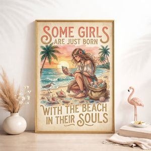 Beach Soul Shell Collector Poster – Coastal Sunset Wall Art - FlamingoAholic