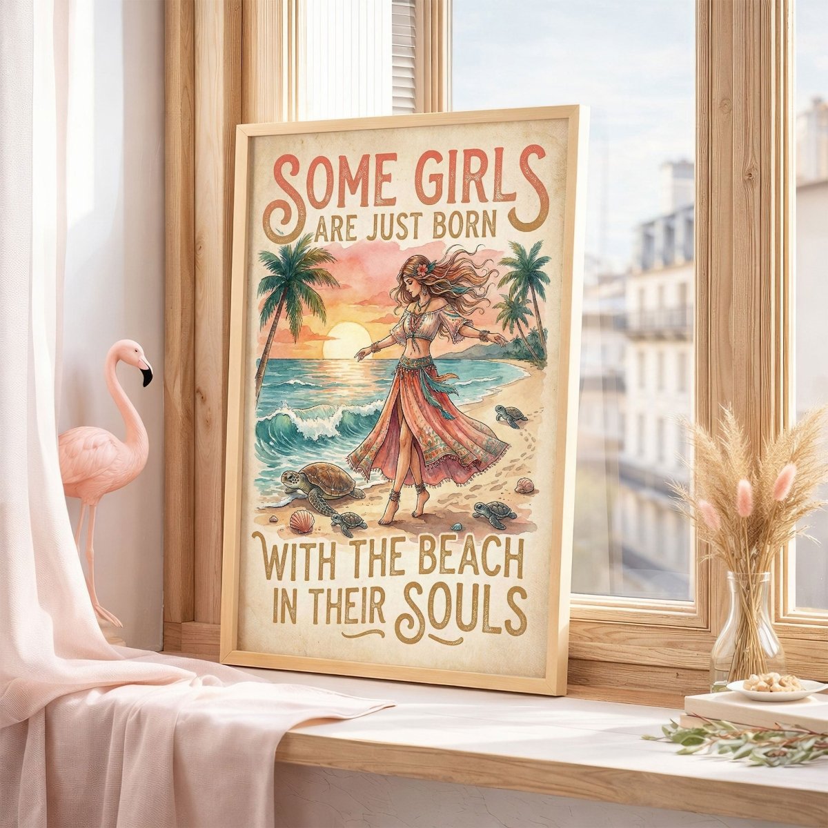 Beach Soul Turtle Poster – Tropical Sunset Coastal Wall Art - FlamingoAholic