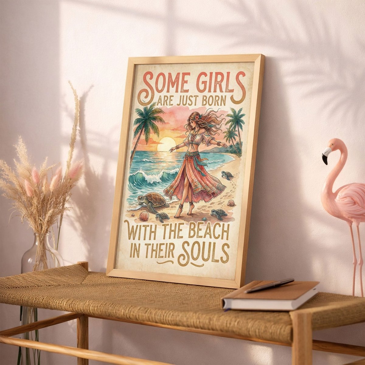 Beach Soul Turtle Poster – Tropical Sunset Coastal Wall Art - FlamingoAholic