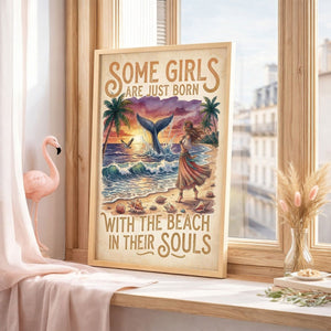 Beach Soul Whale Poster – Tropical Sunset Ocean Wall Art - FlamingoAholic