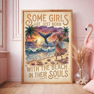 Beach Soul Whale Poster – Tropical Sunset Ocean Wall Art - FlamingoAholic