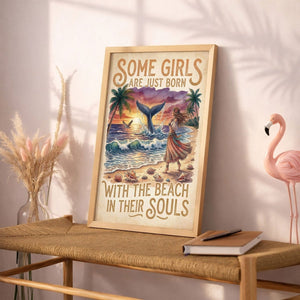 Beach Soul Whale Poster – Tropical Sunset Ocean Wall Art - FlamingoAholic