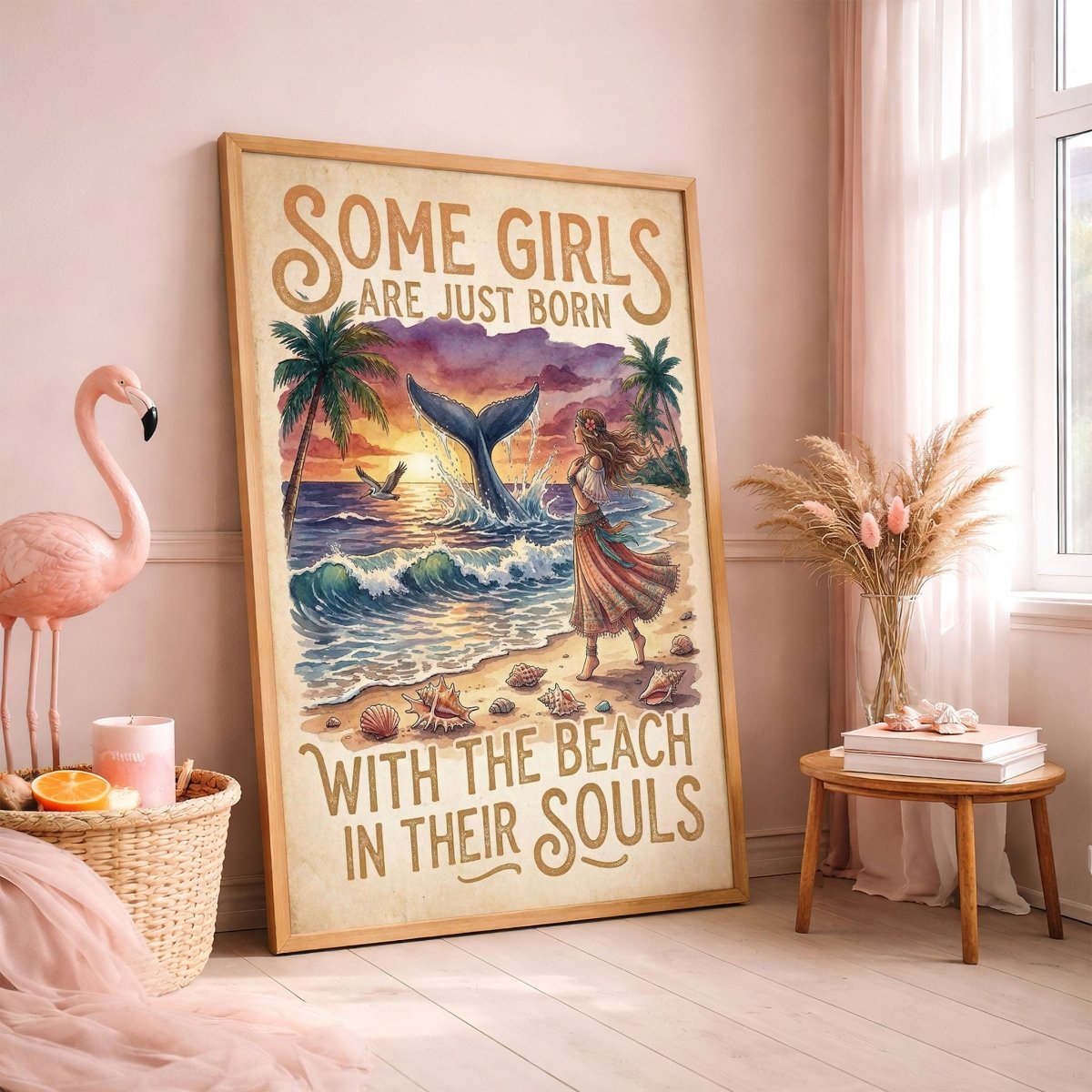 Beach Soul Whale Poster – Tropical Sunset Ocean Wall Art - FlamingoAholic
