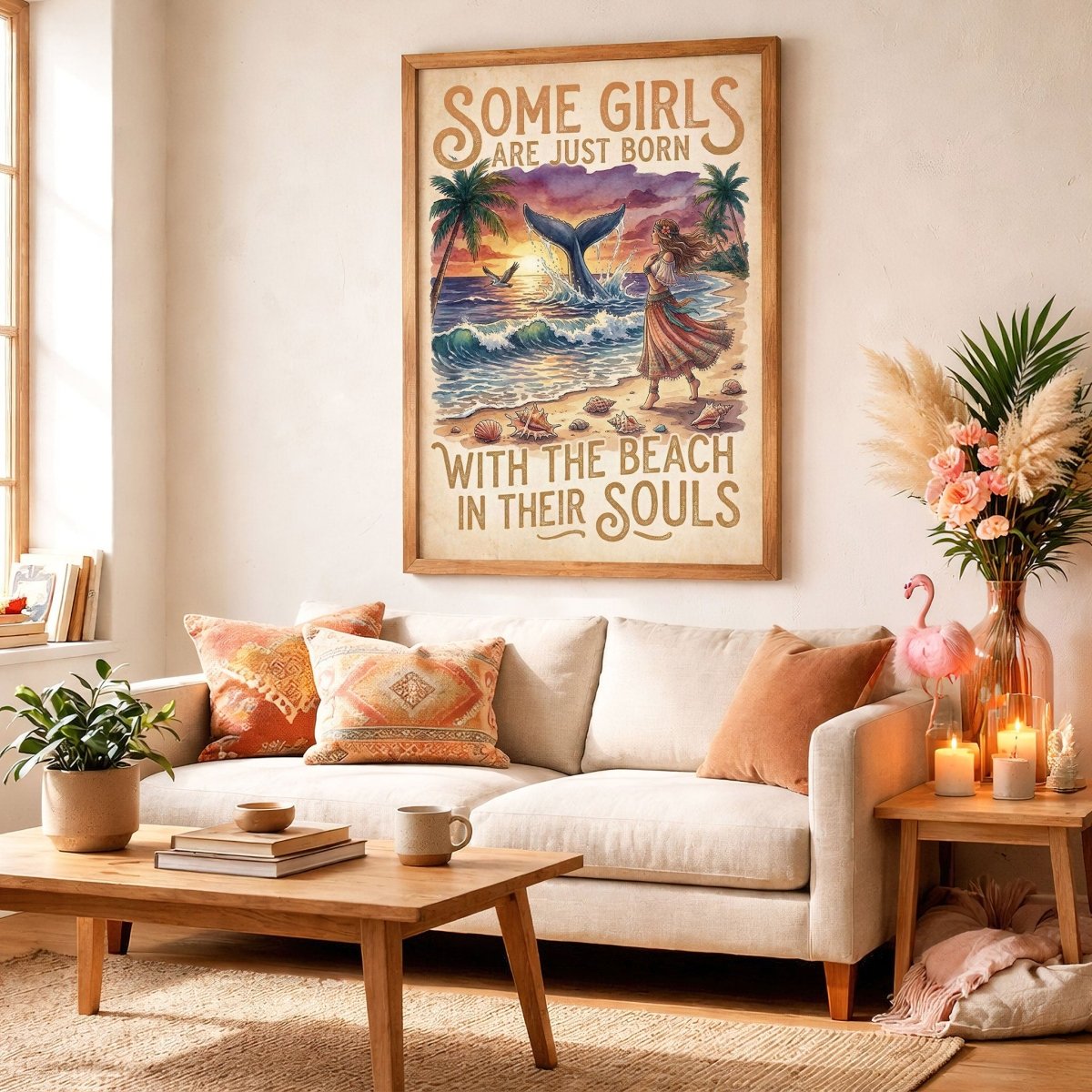 Beach Soul Whale Poster – Tropical Sunset Ocean Wall Art - FlamingoAholic