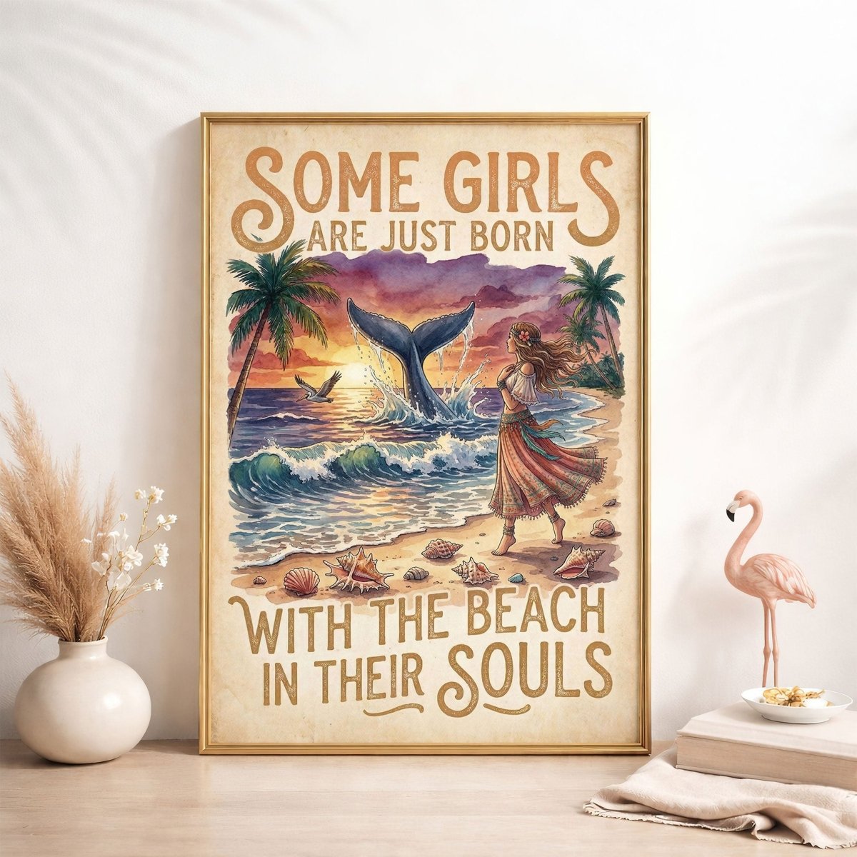 Beach Soul Whale Poster – Tropical Sunset Ocean Wall Art - FlamingoAholic