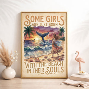 Beach Soul Whale Poster – Tropical Sunset Ocean Wall Art - FlamingoAholic