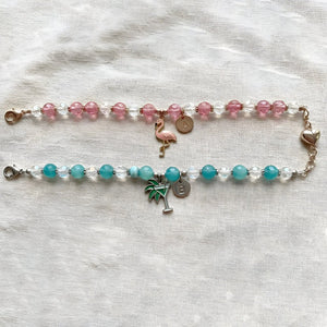 "Birds of a Feather" Flamingo & Margarita Friendship Bracelet Set (Customizable) - FlamingoAholic
