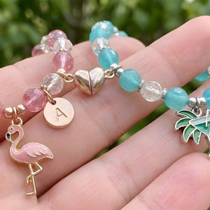 "Birds of a Feather" Flamingo & Margarita Friendship Bracelet Set (Customizable) - FlamingoAholic